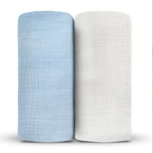 The Geo Softie Baby Swaddle 2 pack blue white hypoallergenic soft breathable S1